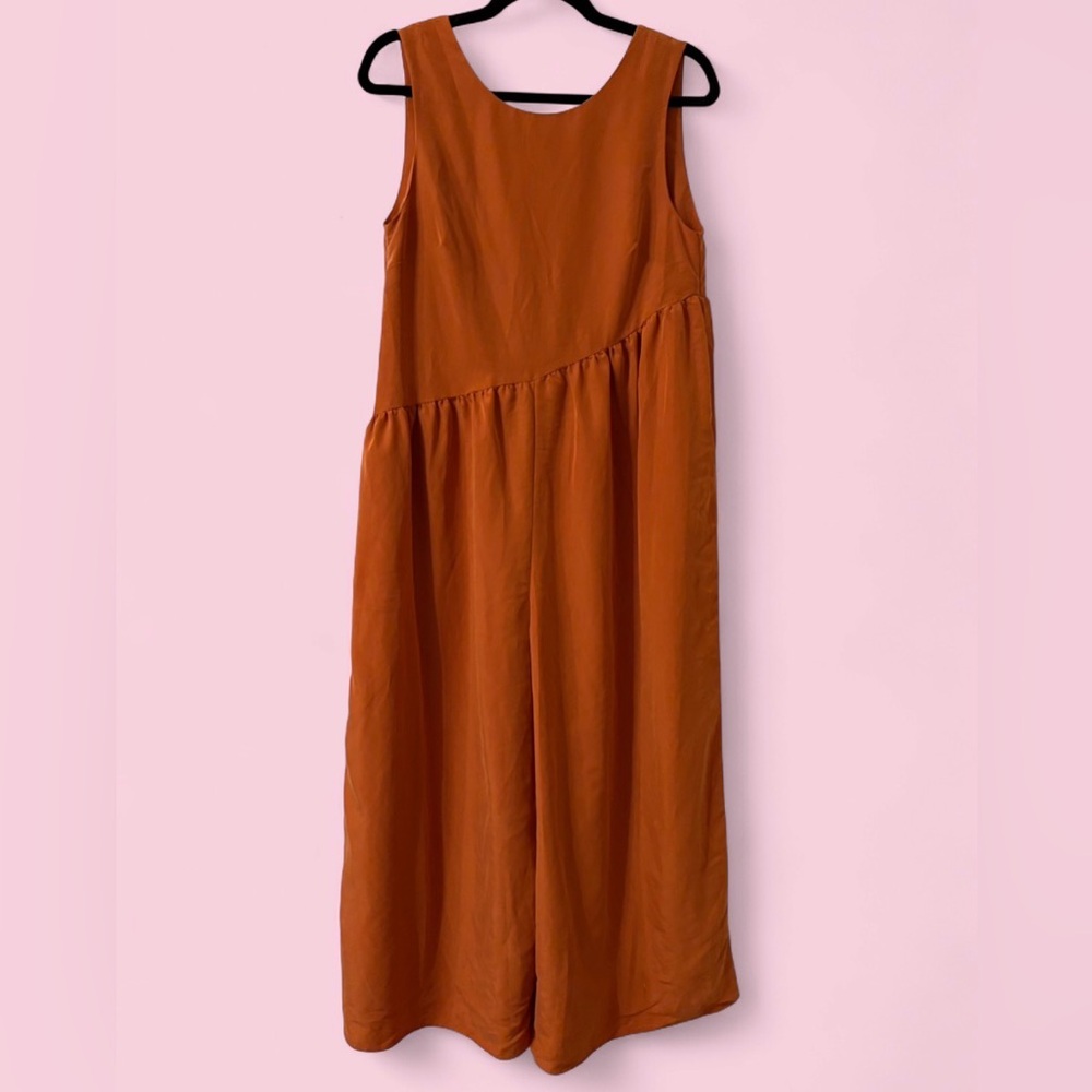 NWT ASOS Boho Minimalist Rust Orange Sleeveless Wide Leg Jumpsuit US 6